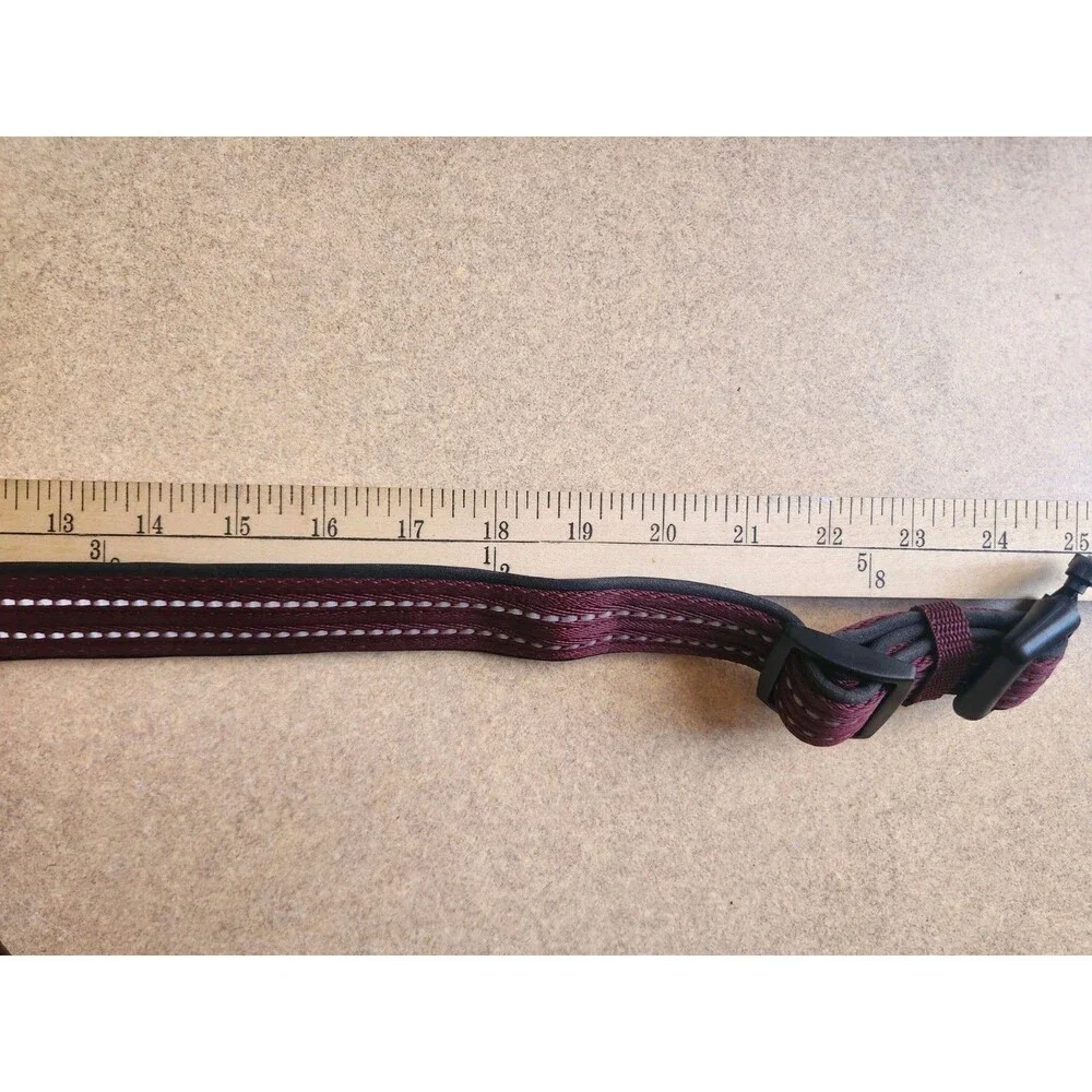 Play On Large Dog Collar 18 To 26 Inch Padded & Reflective Burgundy